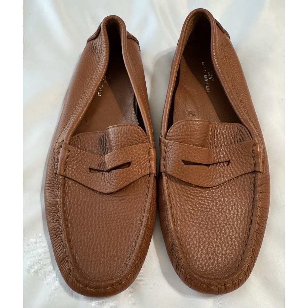 Brooks Brother Men's Leather Shoes Penny Loafers Brown Casual Comfort‎ Size 9.5